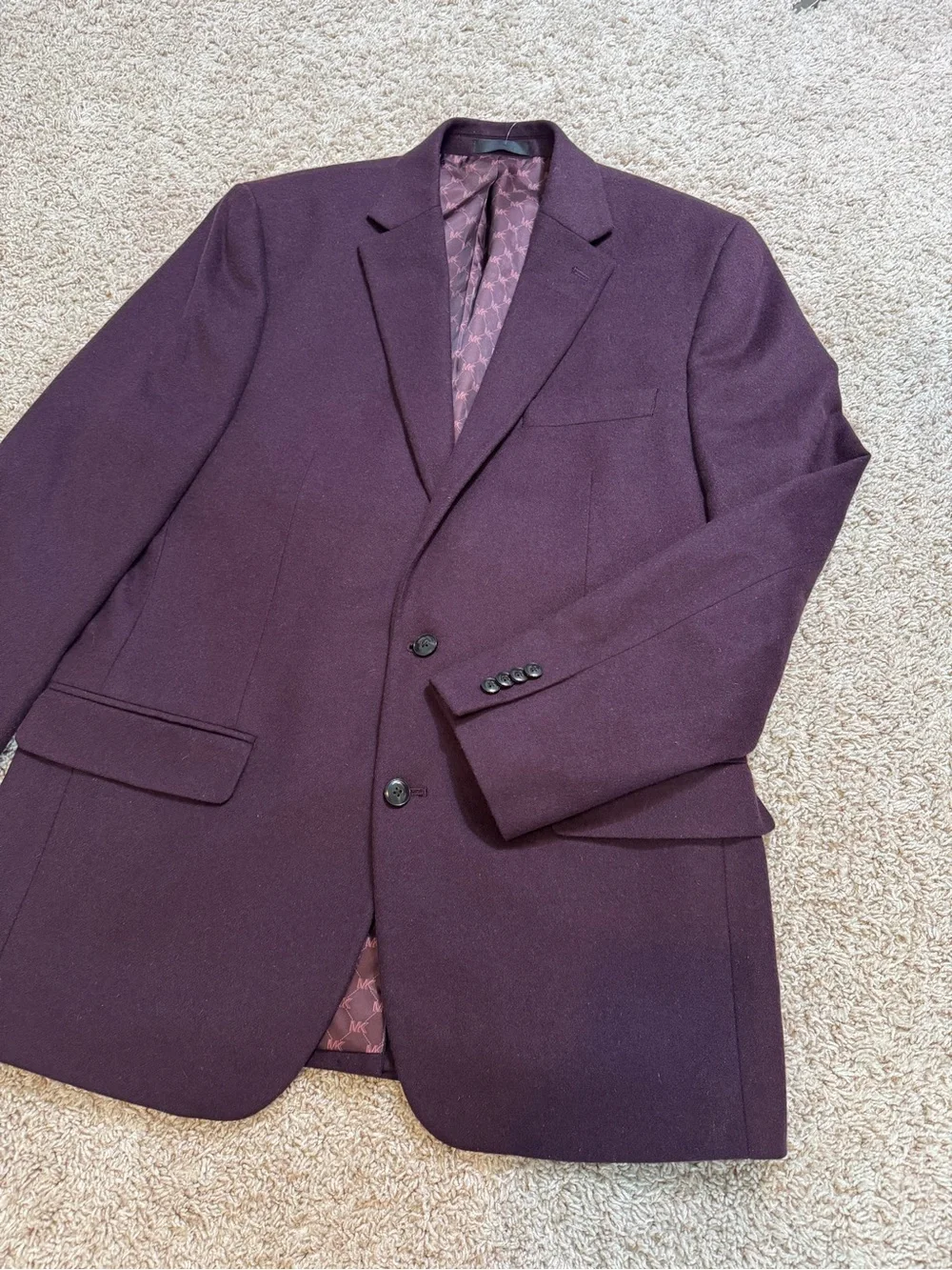 Michael Kors Men's Plum Wool Silk Cashmere Blazer /Sport Coats Size 42L